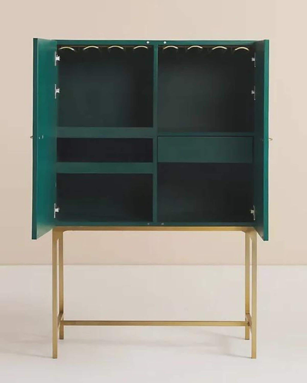 Chevron Bone Inlay Bar Unit – Handmade Luxury Drinks Storage, Geometric Artisan Furniture