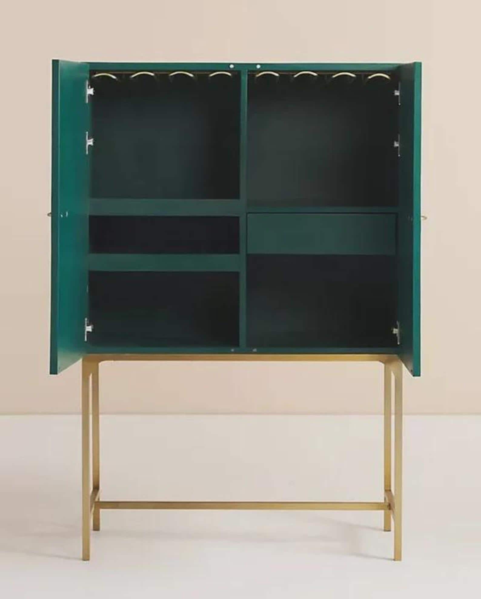 Chevron Bone Inlay Bar Unit – Handmade Luxury Drinks Storage, Geometric Artisan Furniture