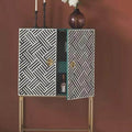 Chevron Bone Inlay Bar Unit – Handmade Luxury Drinks Storage, Geometric Artisan Furniture