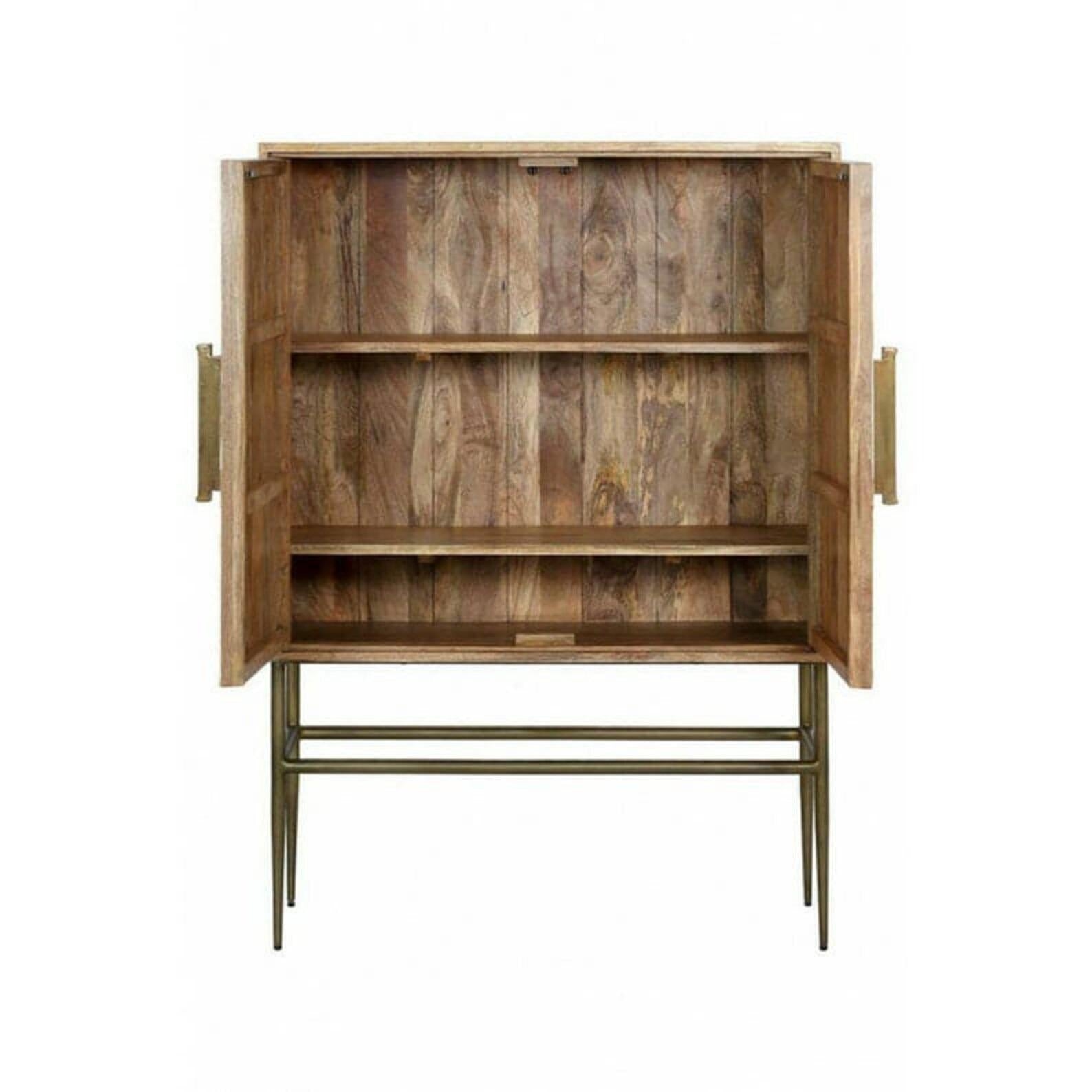 Wood Bone Inlay Bar Unit – Handmade Luxury Strip Design Storage Furniture