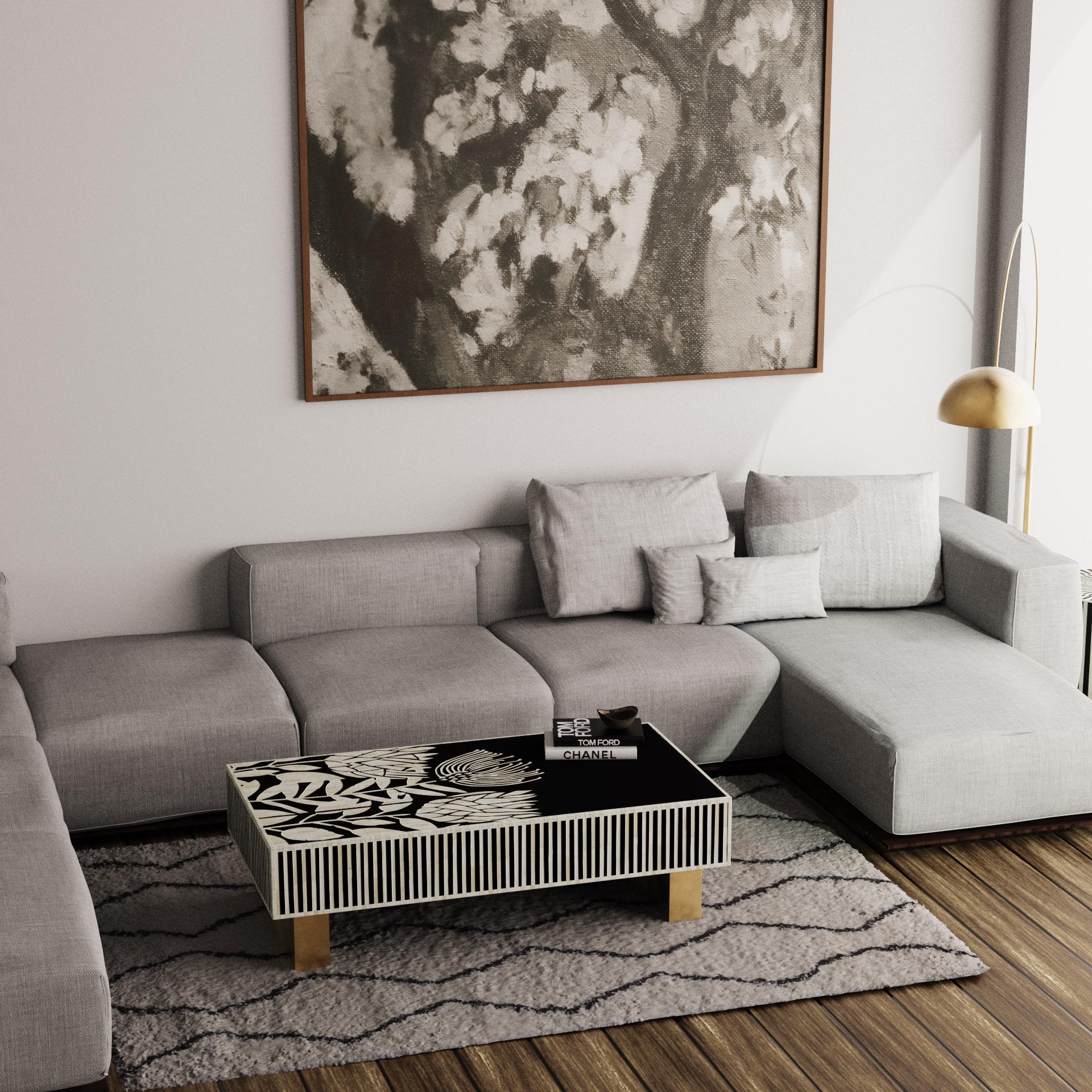 bone inlay coffee table handmade rectangular luxury furniture
