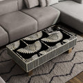Bone Inlay Coffee Table Swan Pattern – Handmade Rectangular Luxury Furniture