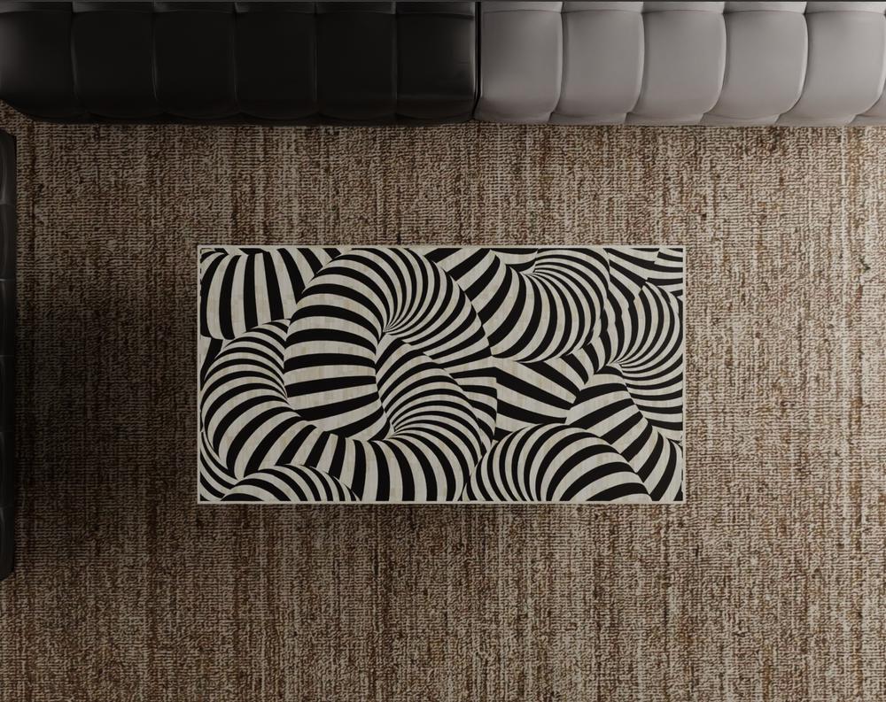 Illusion Pattern Bone Inlay Coffee Table – Handmade Rectangular Luxury Furniture