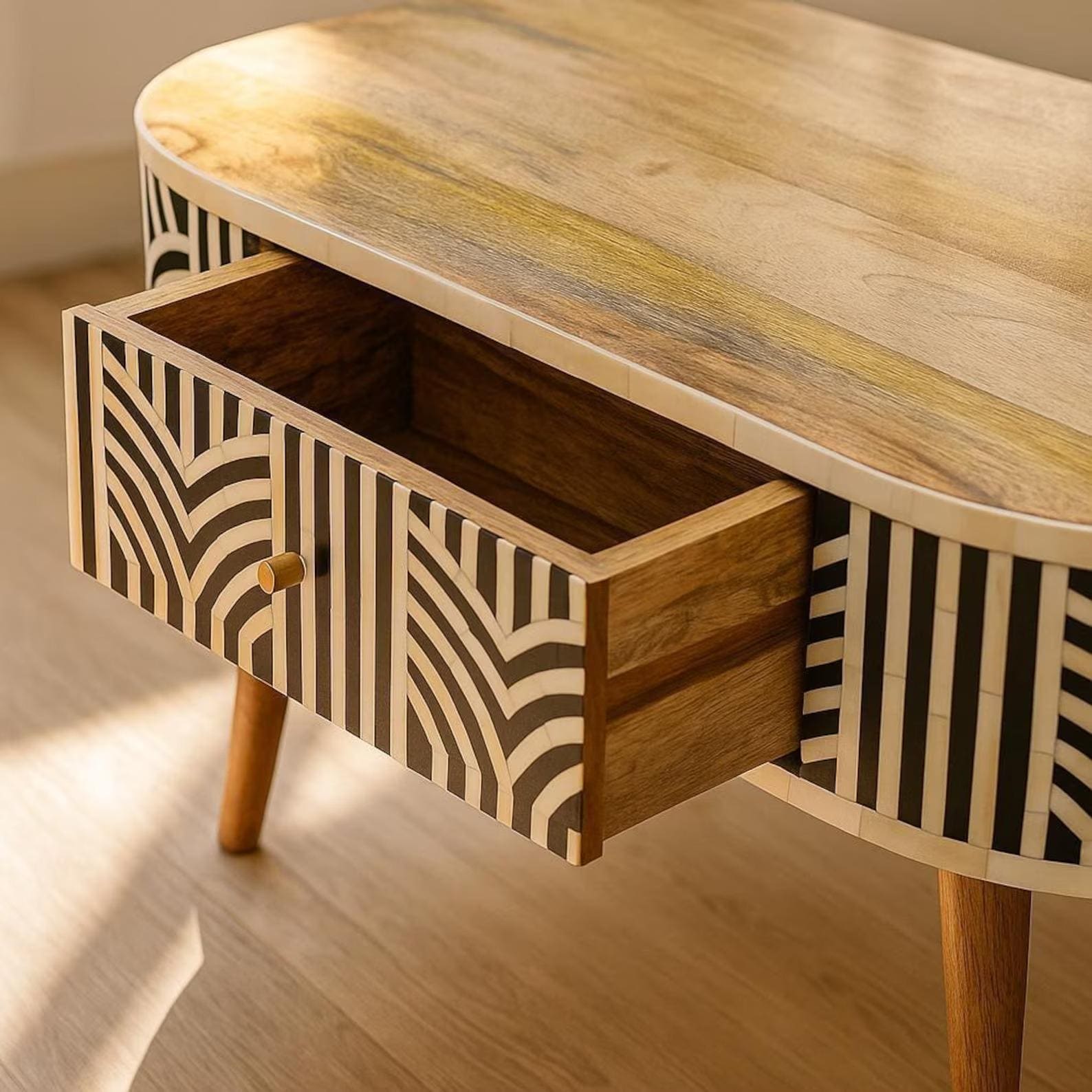 Bone Inlay Coffee Table – Solid Mango Wood Handmade Luxury Furniture