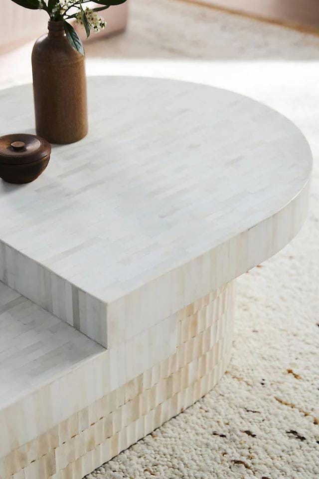 Blanch Tiered Oval Coffee Table – Handmade Luxury Bone Inlay Furniture