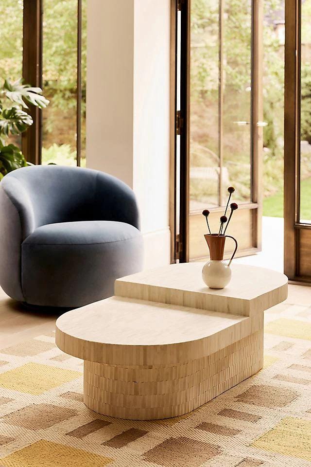 Blanch Tiered Oval Coffee Table – Handmade Luxury Bone Inlay Furniture
