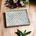 Mother of Pearl Inlay Serving Tray Rectangular MOP Mosaic Tray