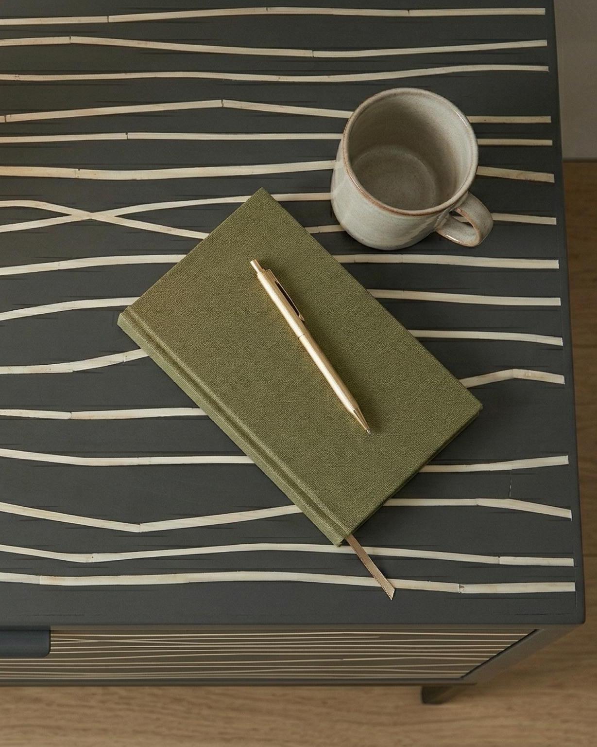 Bone Inlay Minimal Line Bedside Table – Handmade Modern Luxury Nightstand