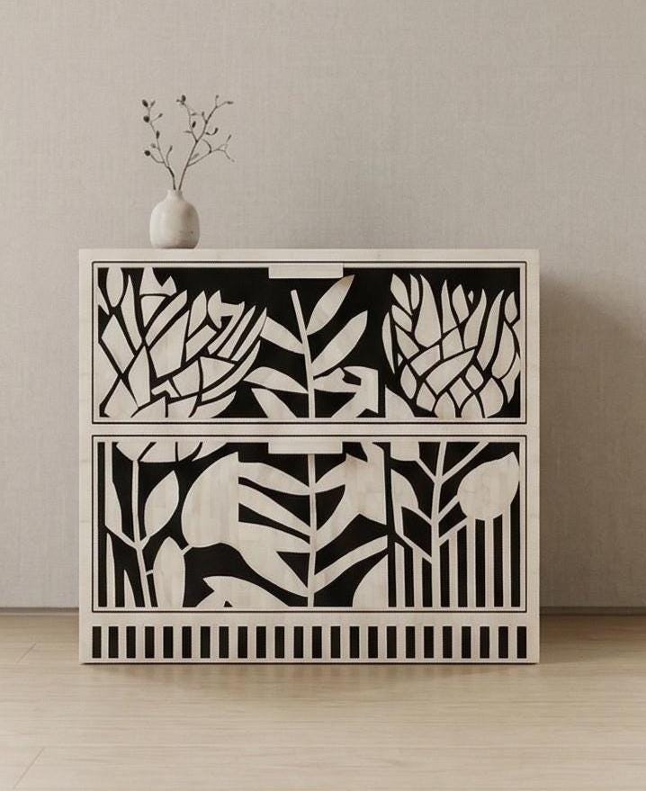 bone inlay Floral Protea Nightstand Handmade Side Table