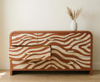 Terracotta bone inlay dresser with wavy organic pattern and curved modern design , luxury dresser