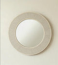 Ivory Grey Bone Inlay Mirror – Striped Round Handmade Scandinavian Wall Decor