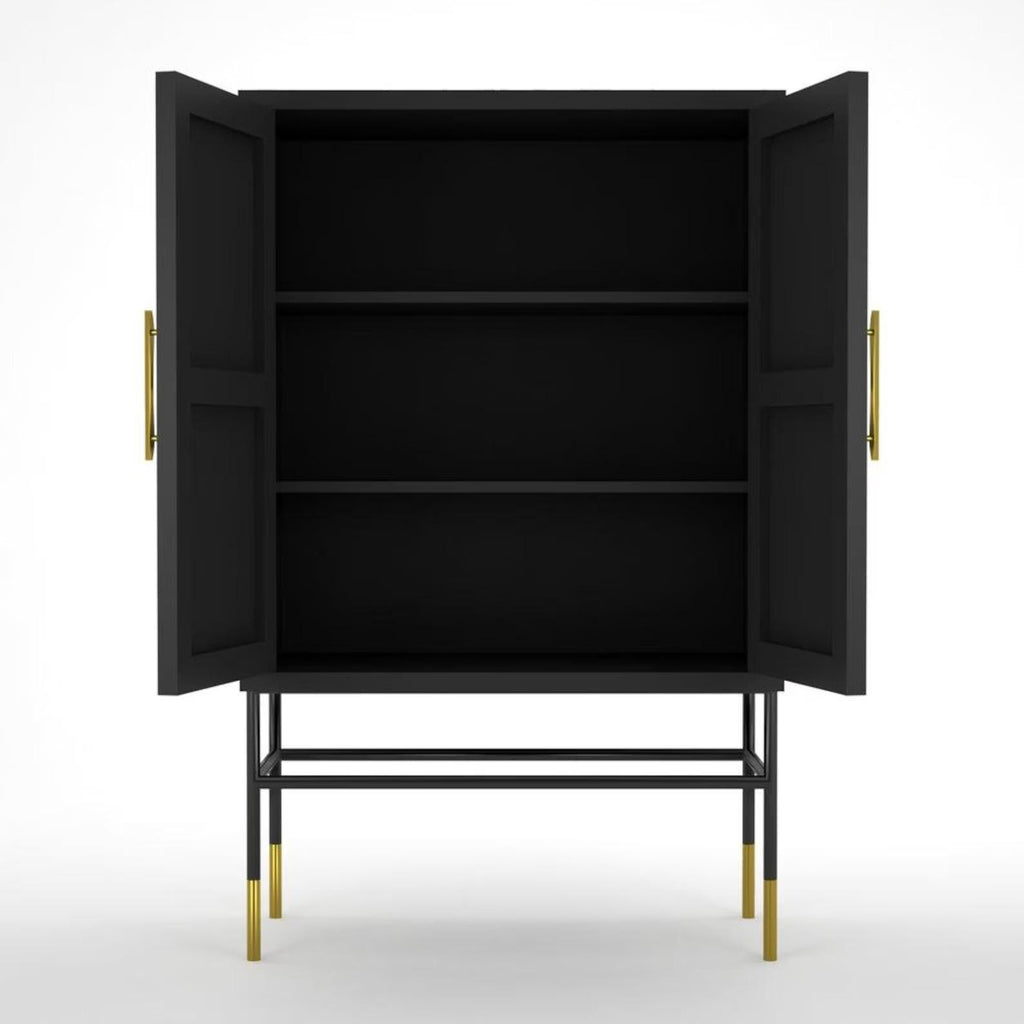 Geometric Bone Inlay Bar Cabinet – Handmade Modern Drinks Storage Furniture