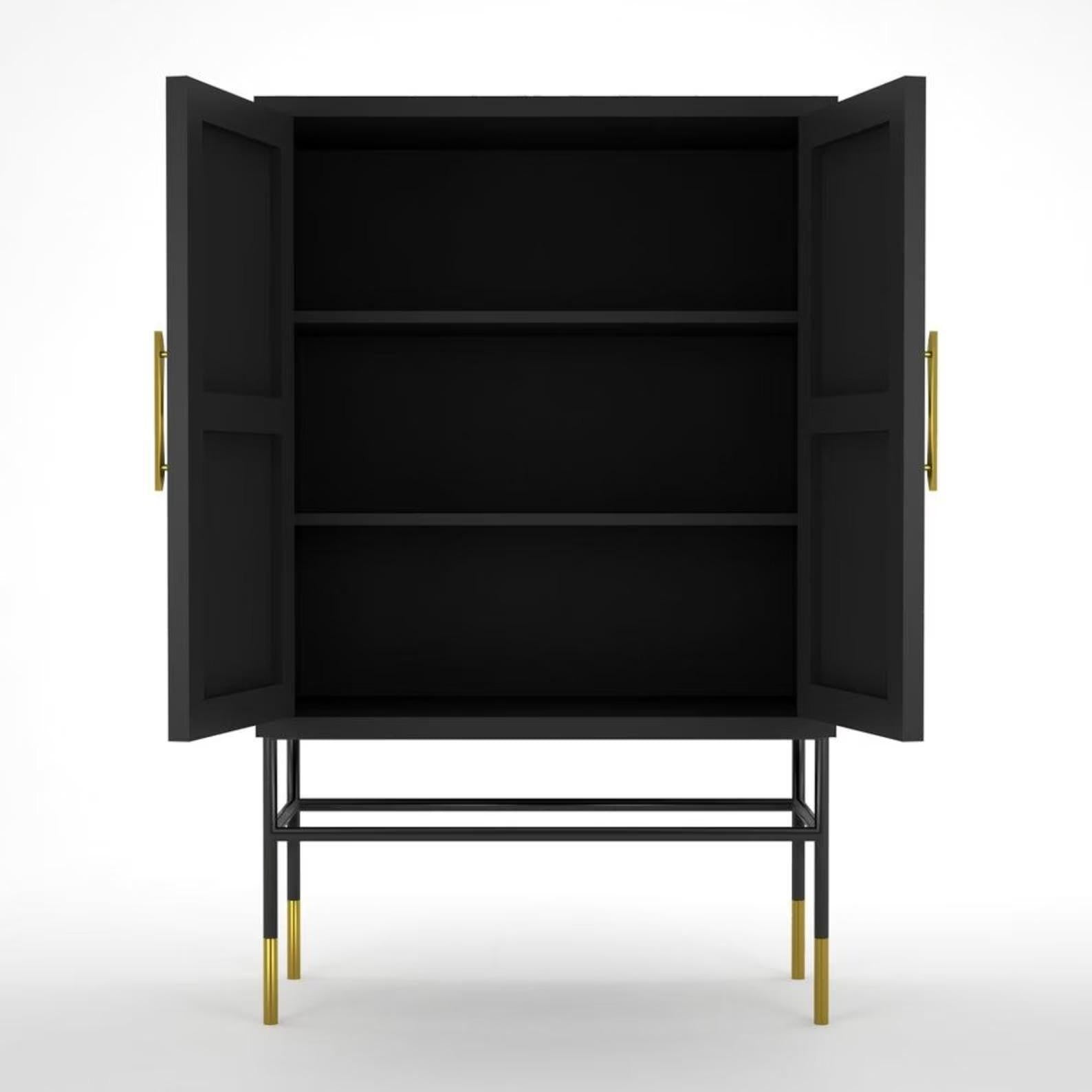 Geometric Bone Inlay Bar Cabinet – Handmade Modern Drinks Storage Furniture