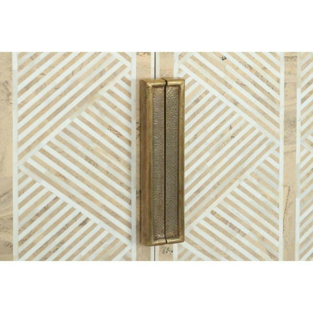 Wood Bone Inlay Bar Unit – Handmade Luxury Strip Design Storage Furniture