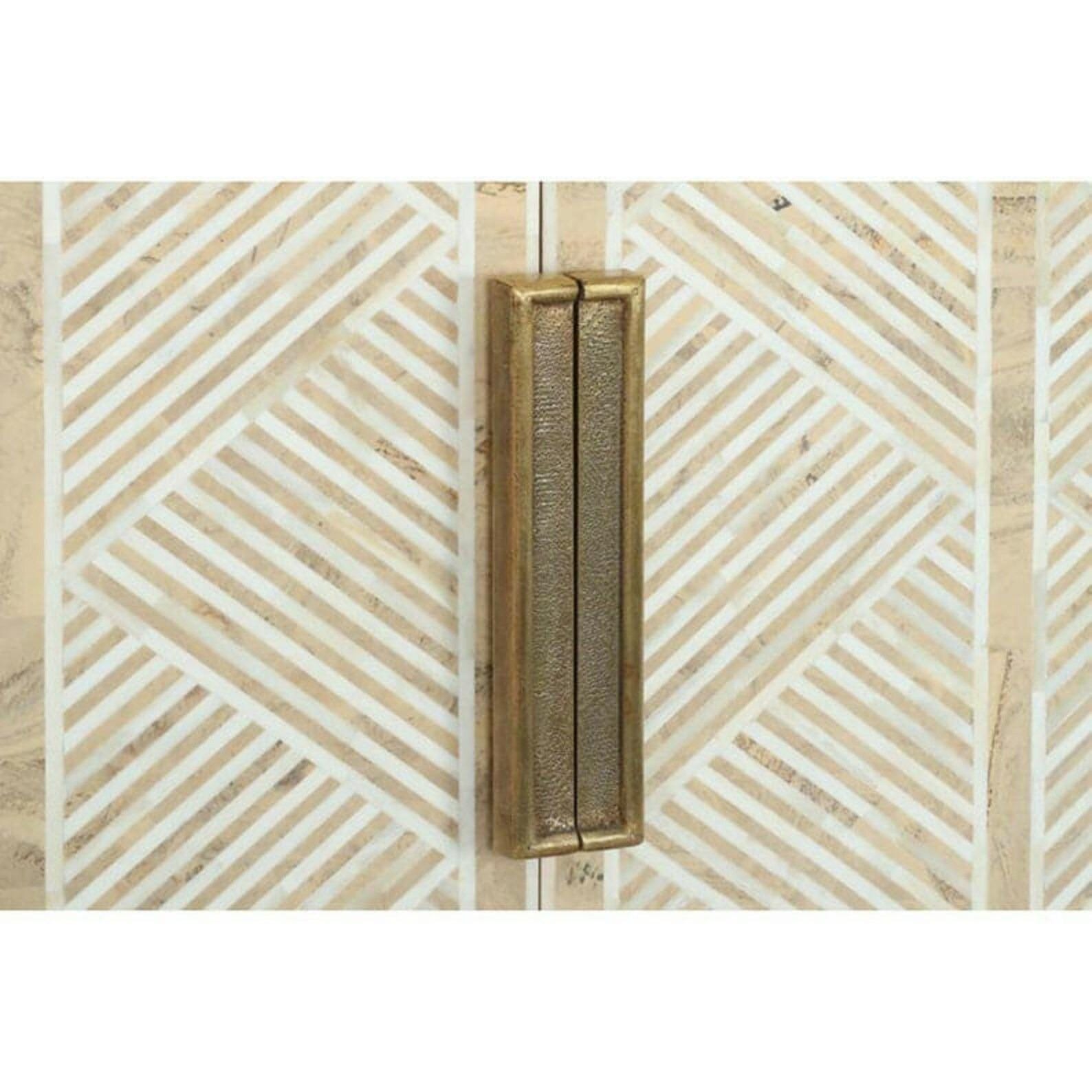 Wood Bone Inlay Bar Unit – Handmade Luxury Strip Design Storage Furniture