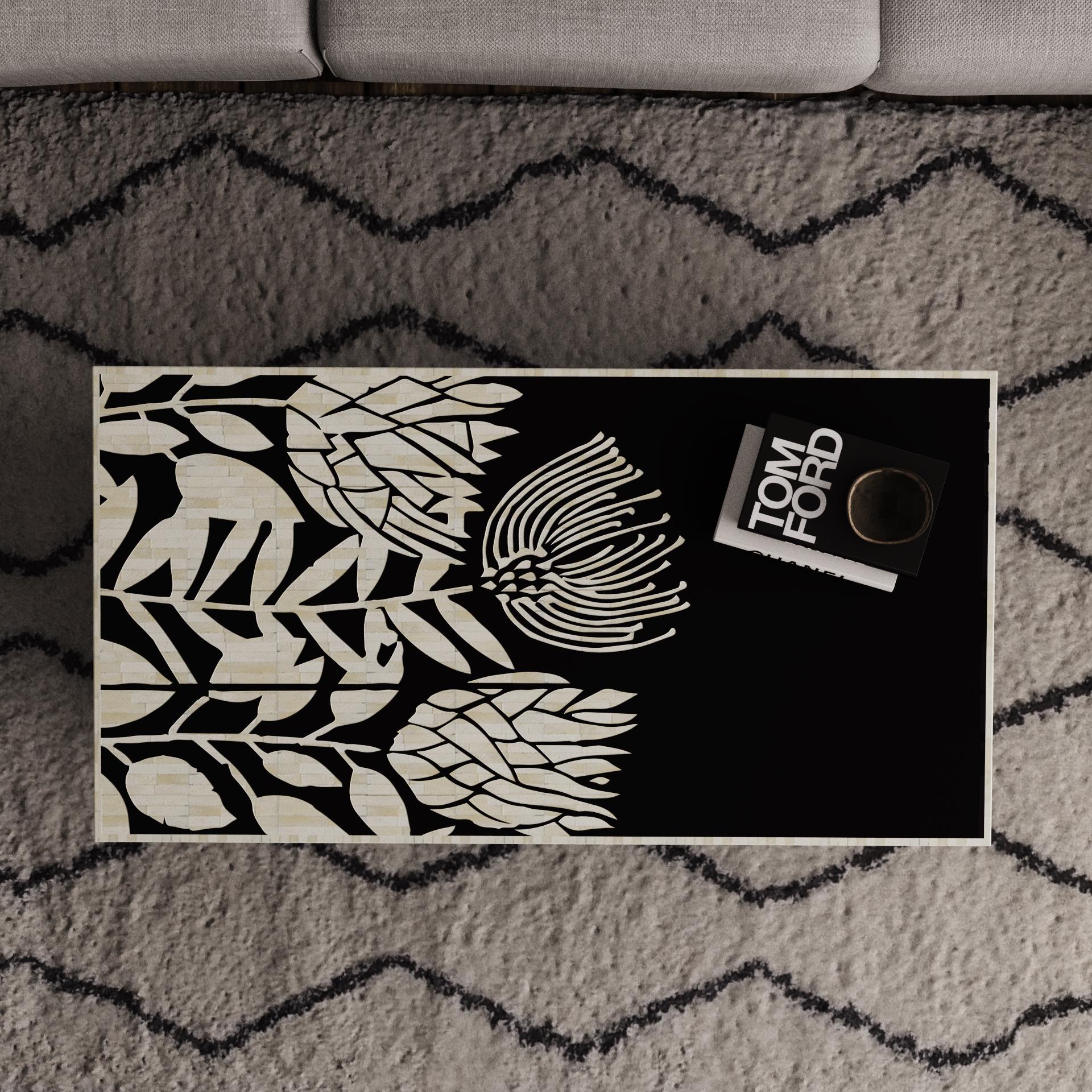 bone inlay coffee table handmade rectangular luxury furniture