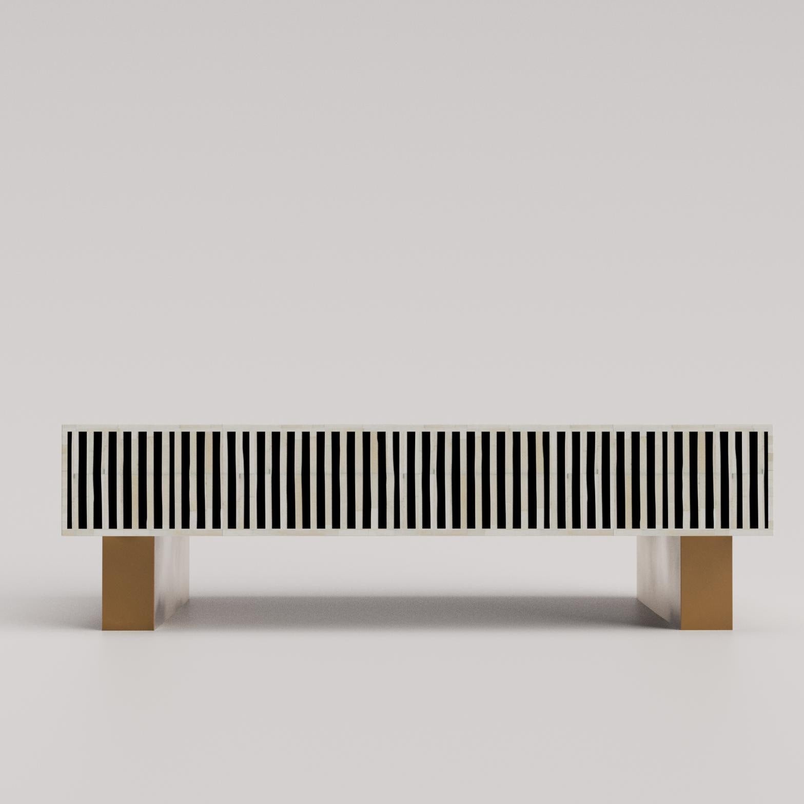 Luxury Geometric Bone Inlay Coffee Table – Handmade Rectangular Home Furniture