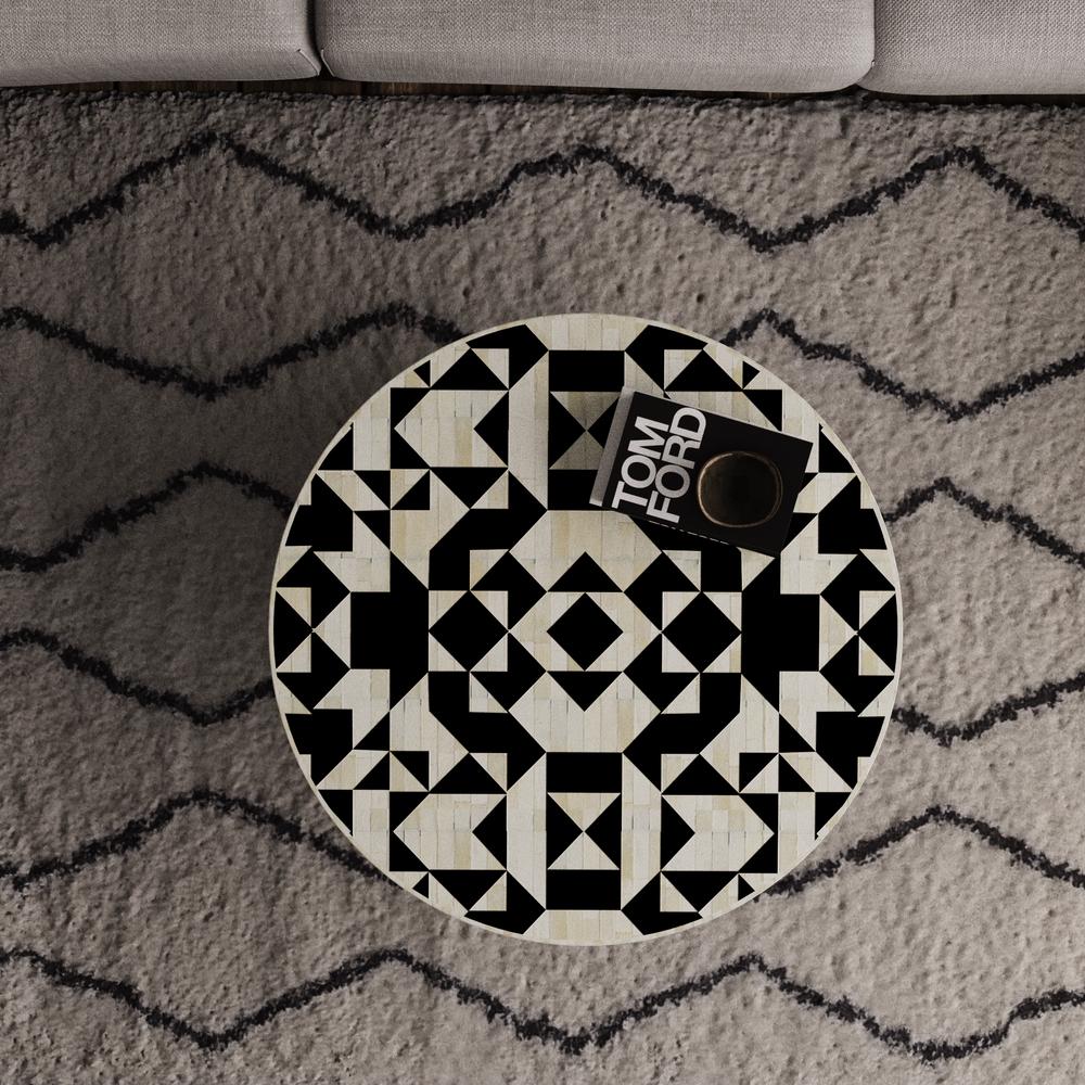 Round Geometric Bone Inlay Coffee Table – Handmade Luxury Modern Furniture