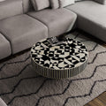 Round Geometric Bone Inlay Coffee Table – Handmade Luxury Modern Furniture