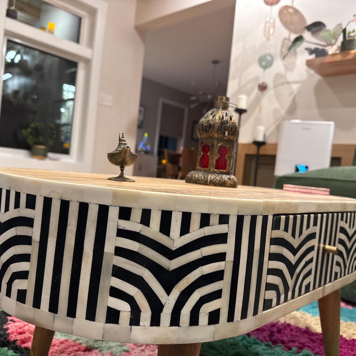 Bone Inlay Coffee Table – Solid Mango Wood Handmade Luxury Furniture
