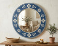 Bone Inlay Round Wall Mirror Luxury Boho - Handivive