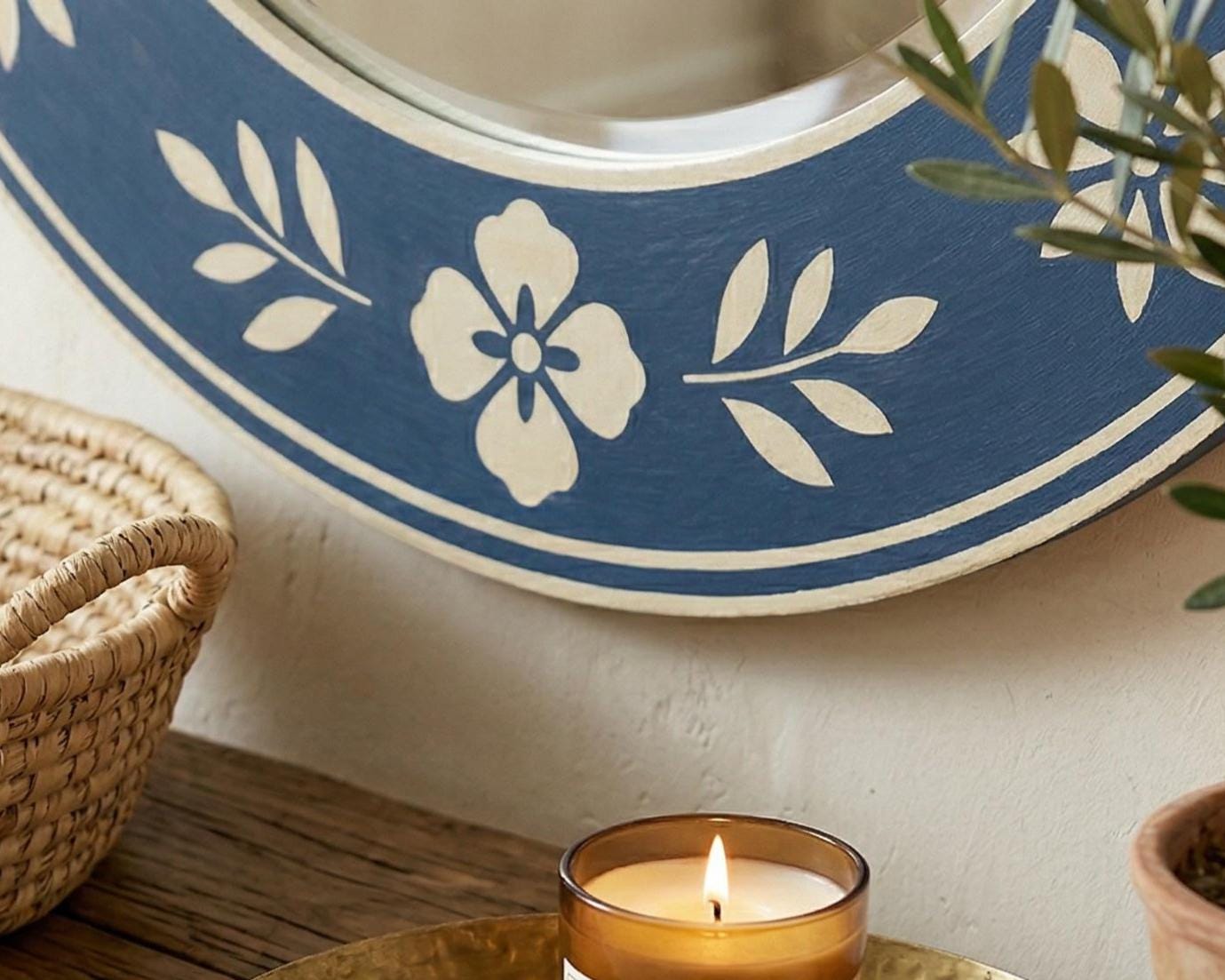 Bone Inlay Round Wall Mirror Luxury Boho - Handivive