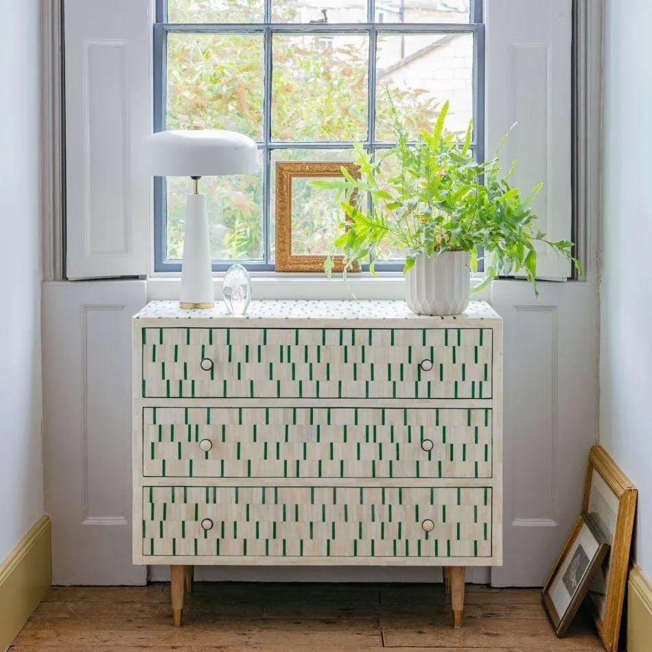 Bone Inlay Cabinet , Handmade Luxury Storage Furniture | Artisan Wooden Chest for Home Decor
