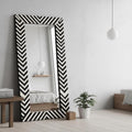 Handmade Bone Inlay Full Length Floor Mirror, Statement Dressing Accent