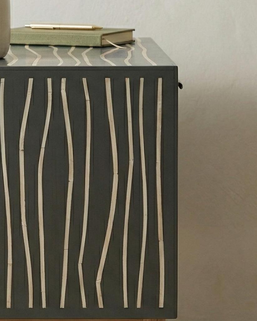 Bone Inlay Minimal Line Bedside Table – Handmade Modern Luxury Nightstand