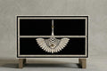 Swan Bone Inlay handcrafted Nightstand Black Luxury Bedroom Side Table