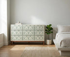 Handmade Bone Inlay Dresser – Sage Green Arch Pattern Storage Cabinet