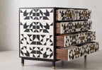 Geometric Dresser 5 Drawer Cabinet Handmade Luxury Storage Chest Modern Furniture
