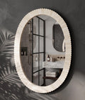 Oval Bone Inlay Mirror, Handmade Luxury Bathroom Vanity Decor, Antique Style Wall Mirror