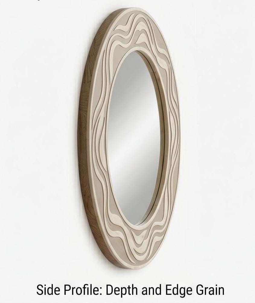 Bone Inlay Wave Mirror, Organic Pattern Luxury Home Accent | unique mirror