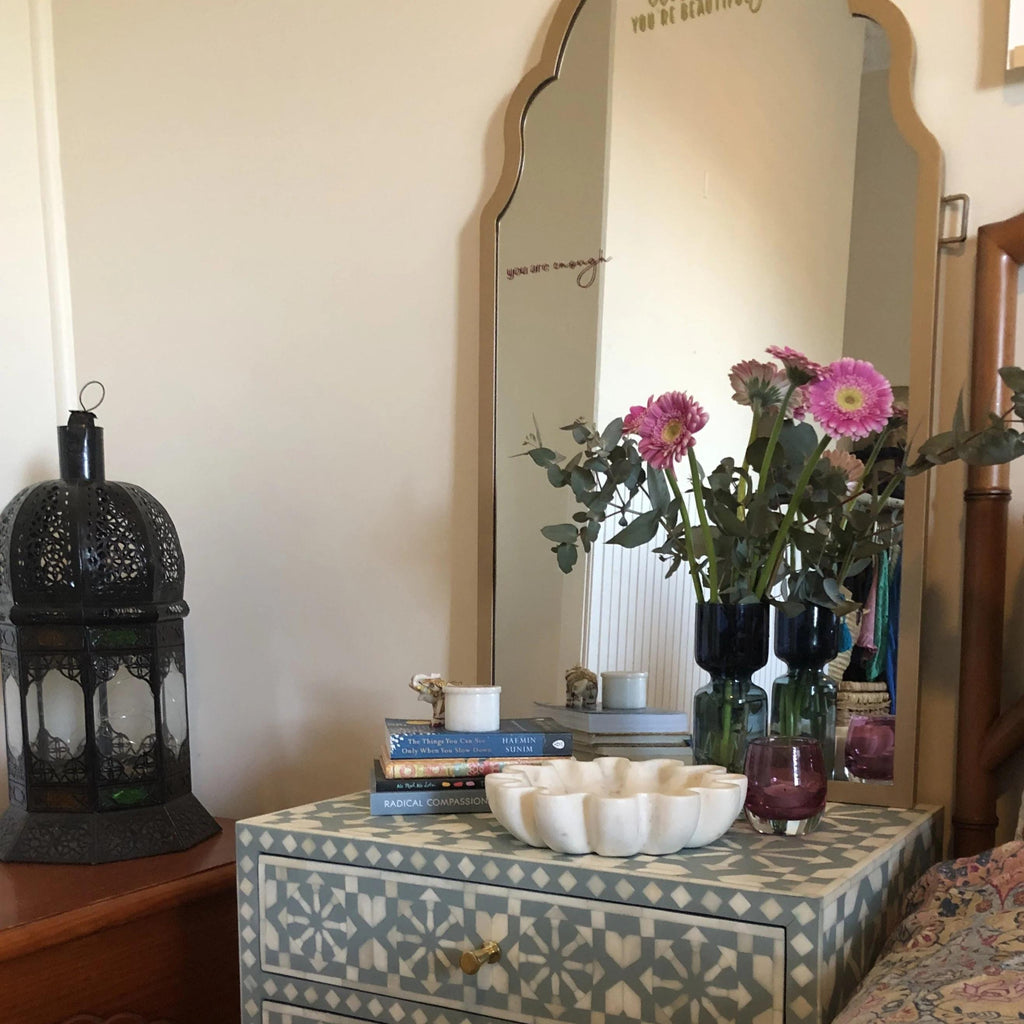 Moroccan Pattern Bone Inlay bedside Handmade Nightstand unique