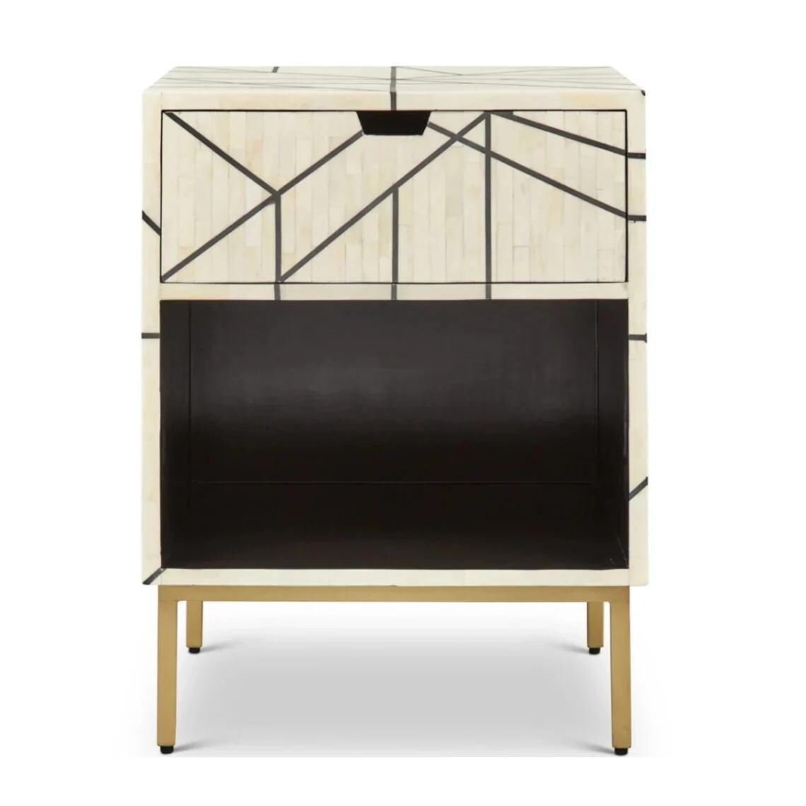 bone inlay pure white Bedside Table Handmade Modern Nightstand
