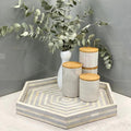Hexagon Tray Bone Inlay Handmade Decorative Serving Tray