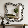 handmade Wall Mirror Organic Shape Bone Inlay Asymmetrical Vanity Decor | antique mirror