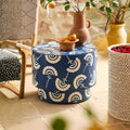 Round Mango Wood Inlay Side Table - Handivive Nightstand