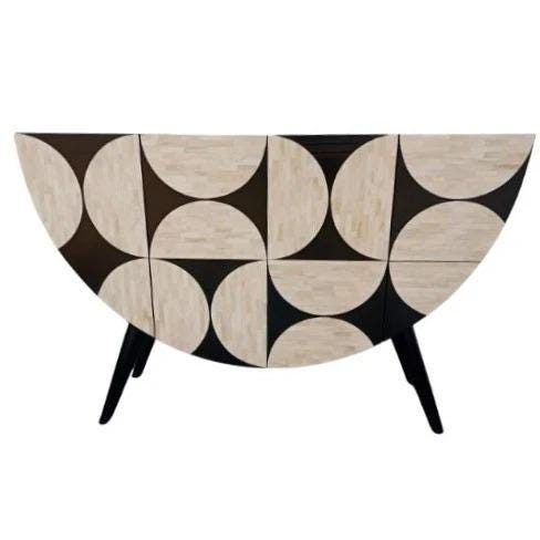 Crescent Black Bone Inlay Abstract Sideboard - Handivive
