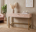 Pink Floral Console Table One Drawer Bone Inlay Entryway Table