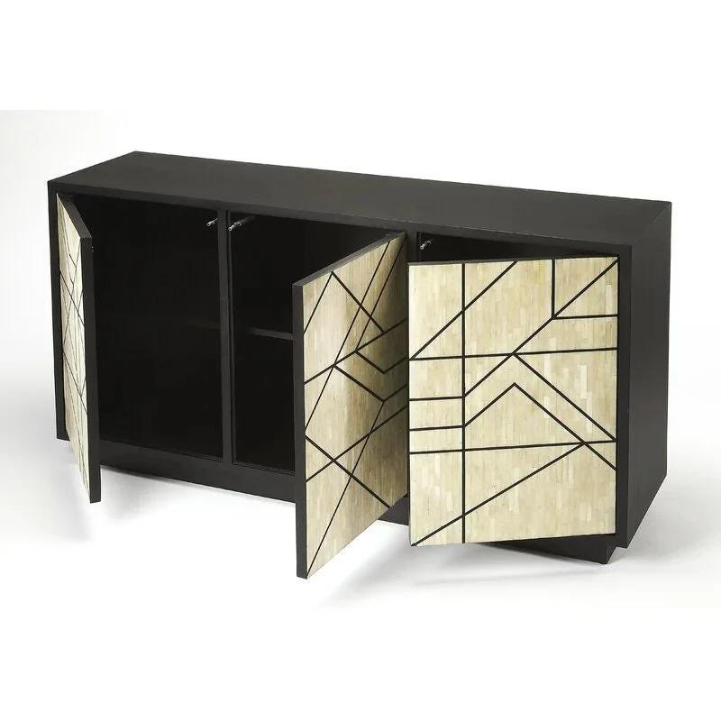 Bone Inlay Luxury Sideboard Cabinet Handmade 3 Drawer Storage Buffet Console