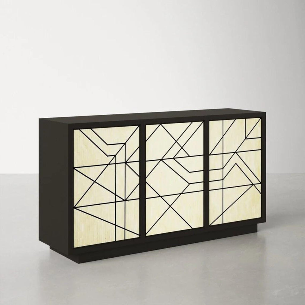 Bone Inlay Luxury Sideboard Cabinet Handmade 3 Drawer Storage Buffet Console