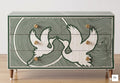 Abstract Geometric bone inlay Dresser 6 Drawer Cabinet Handmade Luxury Green Storage Chest