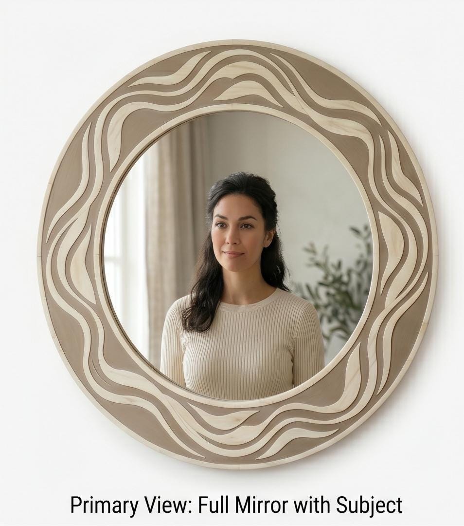 Bone Inlay Wave Mirror, Organic Pattern Luxury Home Accent | unique mirror