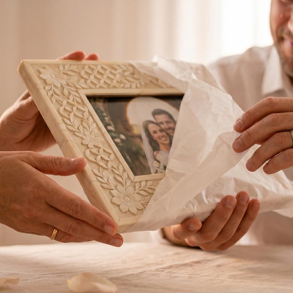Handmade Bone Inlay Picture Frame 4x6 Vintage Photo Frame
