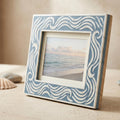 Bone Inlay Photo Frame Blue Wave Pattern Handmade Picture Frame