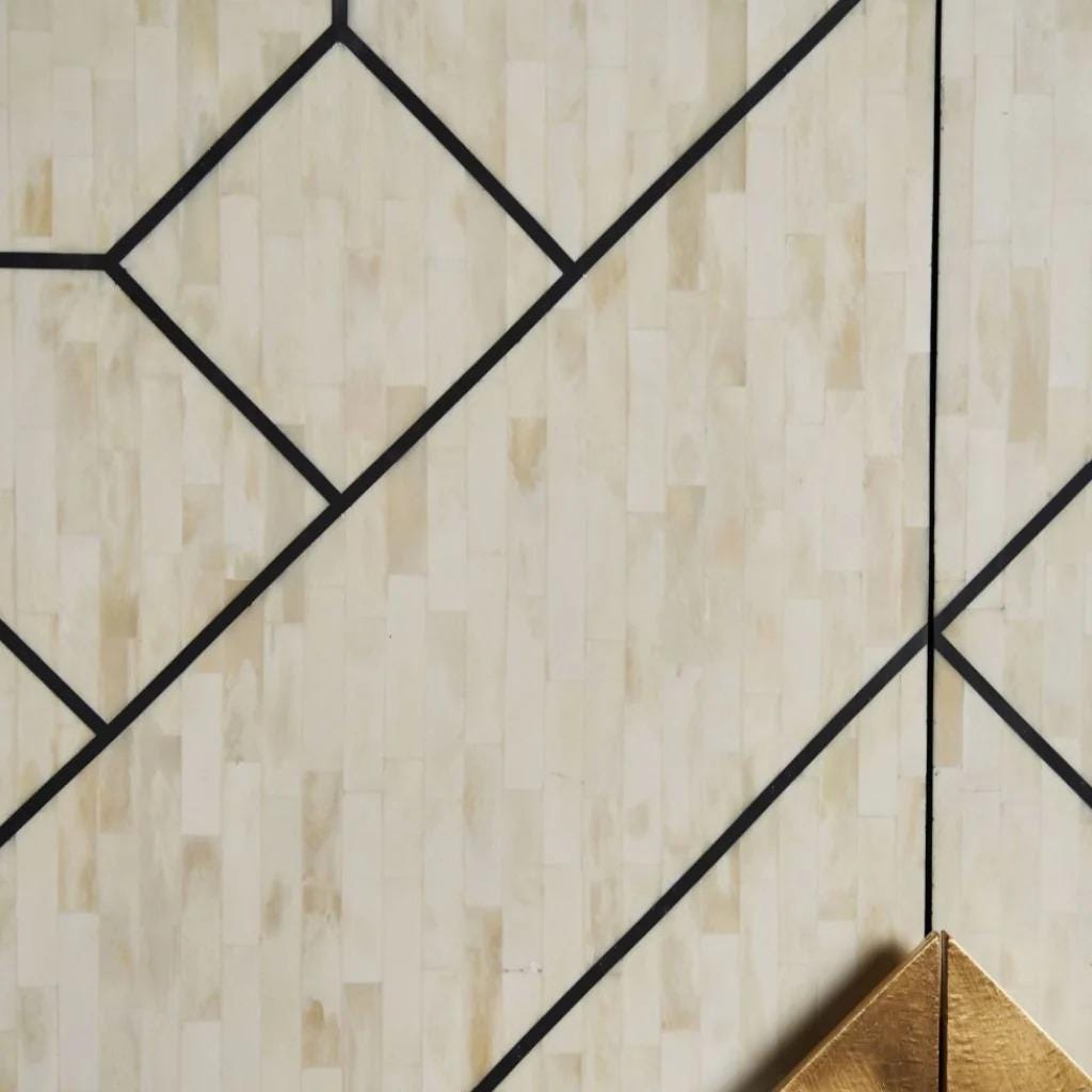 Modern Bar Cabinet with Storage Bone Inlay Handmade Liquor Cabinet
