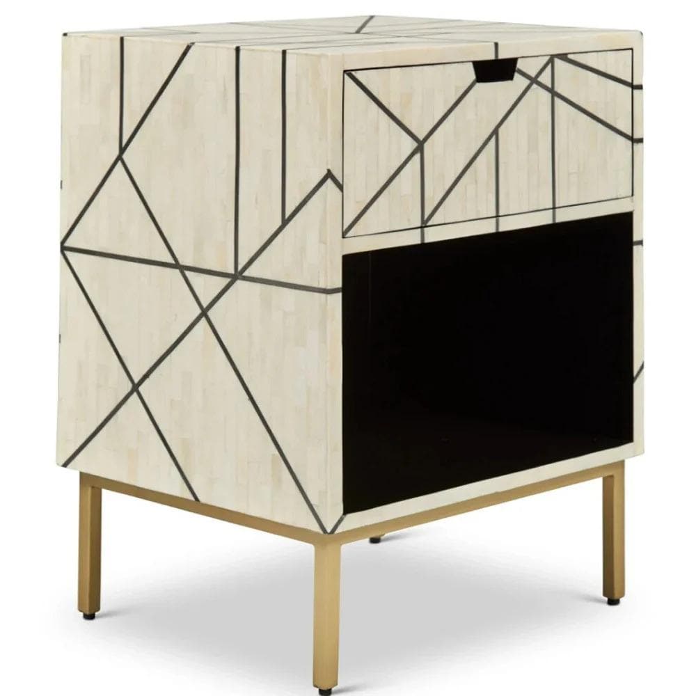 bone inlay pure white Bedside Table Handmade Modern Nightstand