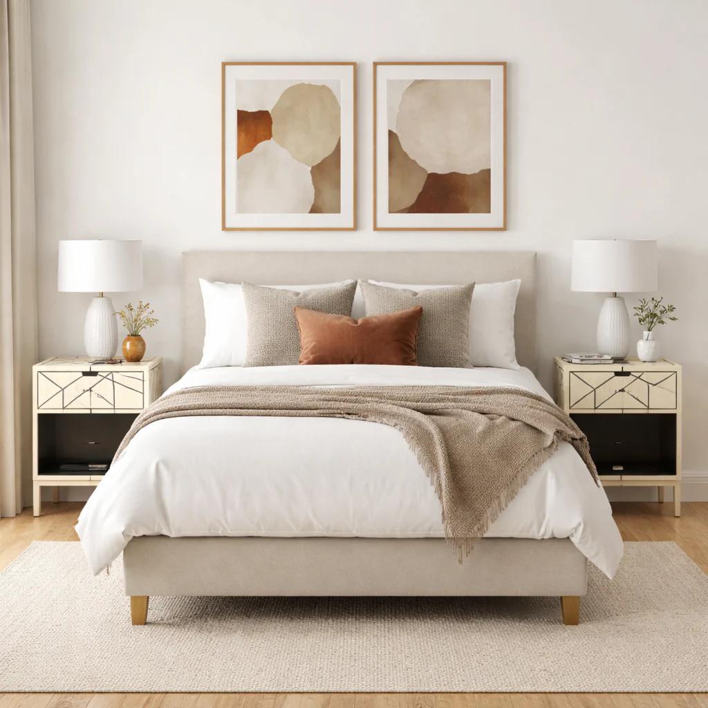 bone inlay pure white Bedside Table Handmade Modern Nightstand